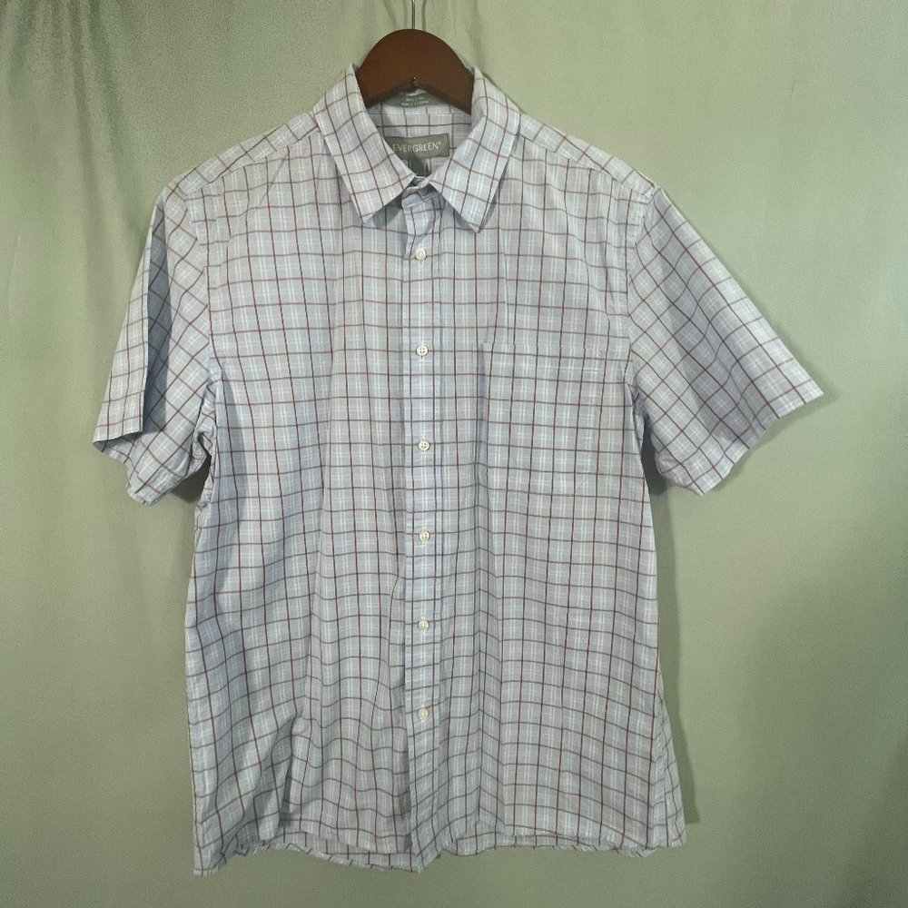 Evergreen Men's Medium Plaid Short Sleeve Button Down Shirt